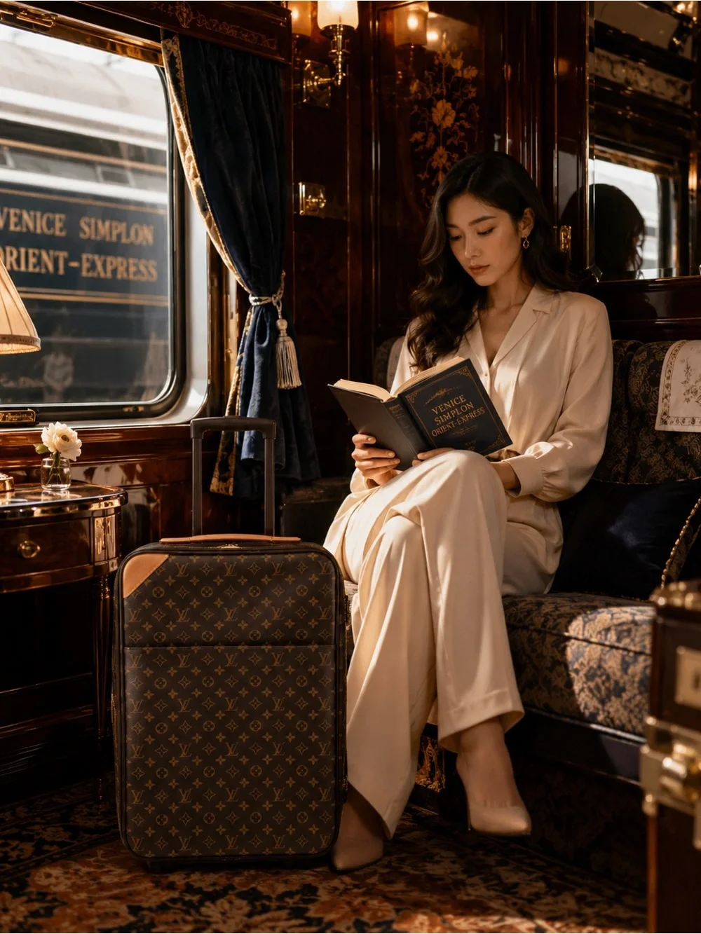 Louisa Vuitton Pégase 50 Rolling Suitcase Monogram Canvas & Vachetta Leather